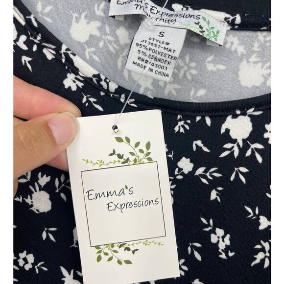 Emma's Expressions Maternity 2 Pack Long Sleeve Black Floral Shirts Tops NEW Sm - Picture 6 of 9